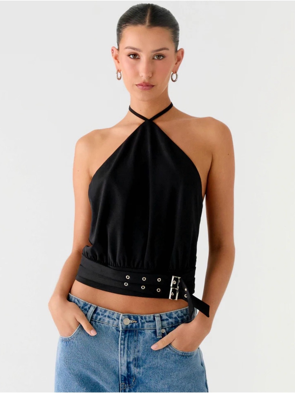 Peppermayo Black Halter Neck Belted Camisole